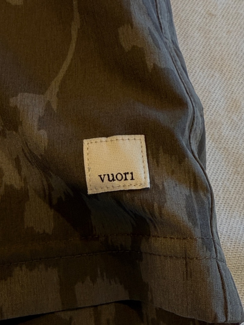 1304109 Vuori Men's Dark Grey Green Camo Athletic Shorts SZ 34-36 EUC - Picture 4 of 11